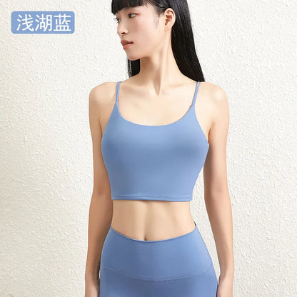 Double Face Hair Sports Girls Fall Running Fitness Vest With Chest Pad Strap Spice