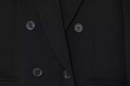 ETJ 2025 TRAF Women's Spring New suit Set with shoulder padded double-breasted blazer & high-waisted pleated wide-legged pants