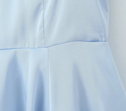 European and American style French niche slim fit suspender dress women's summer satin three-layer three-dimensional steel ring