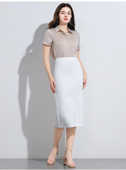 Women's Professional High Waist Long Pencil Skirt, Slim Fit Black Hip-hugging Skirt for Office Commute