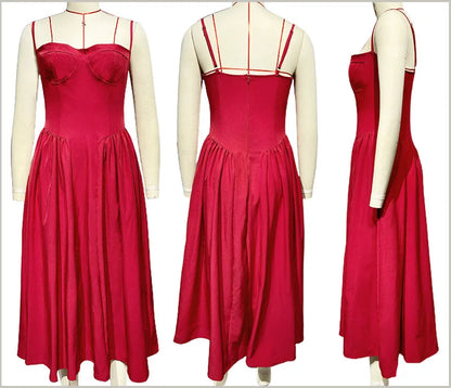 Summer skirt new French vintage maxi dress court wind Dopa wear strap dress women