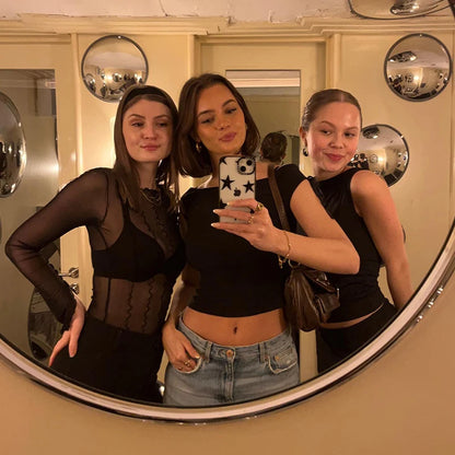 CUTENOVA 2024 Summer Solid Color Sexy Off Shoulder Tops Lace Up Sleeveless T-Shirt Casual Slim Crop Top  Black Short Sleeve Wome