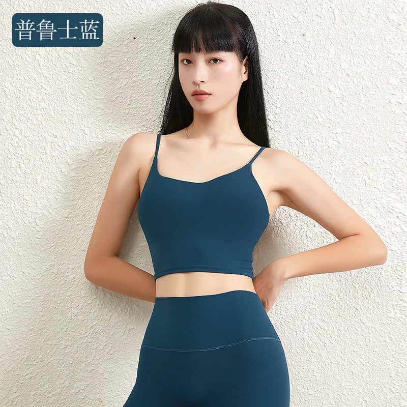 Double Face Hair Sports Girls Fall Running Fitness Vest With Chest Pad Strap Spice