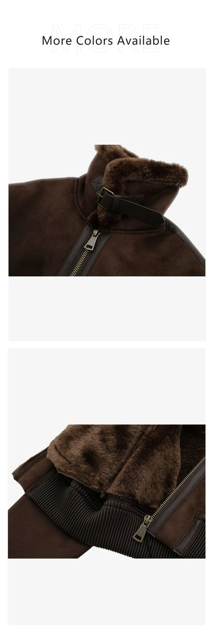UNIZERA2023 Autumn and Winter New Women's Casual Standing Neck Contrast Strap Decoration Loose Double sided Jacket Coat