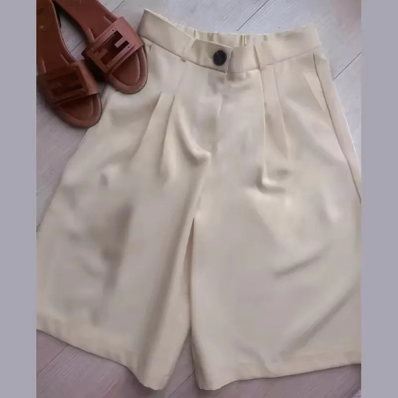 Women's Suit Jackets Loose Lapel One Button Short Sleeve Blazers 2025 Summer Elegant Lady Office Outwear Street